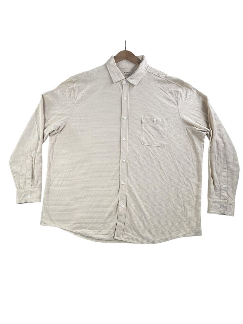 UNTUCKit Shirt Mens 3XL Beige Branham Knit Button Up Long Sleeve Pocket Cotton